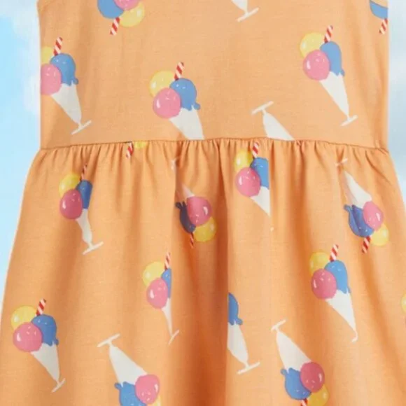 H&M Orange Super Cool Icecream Sleeveless dress 100% Cotton Sting free frock - Picture 3 of 5